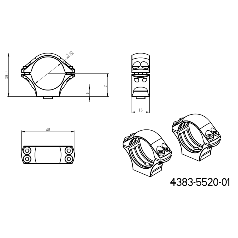 30mm scope rings | two-piece Picatinny QD Ergo base