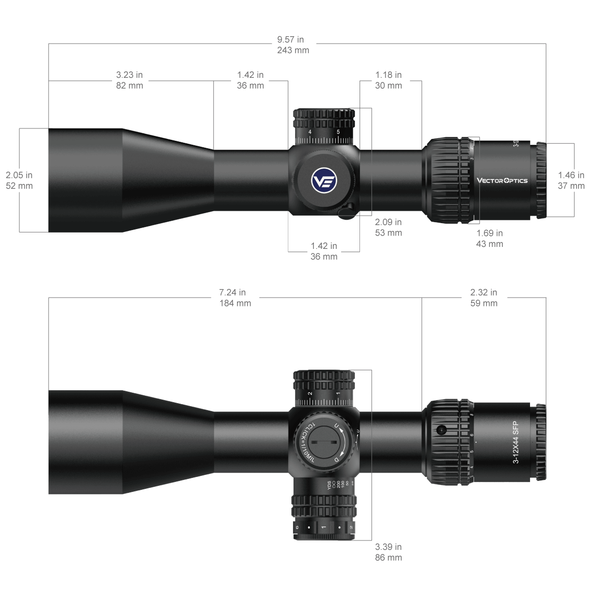 Vector Optics Veyron 3-12x44IR SFP compact rifle scope